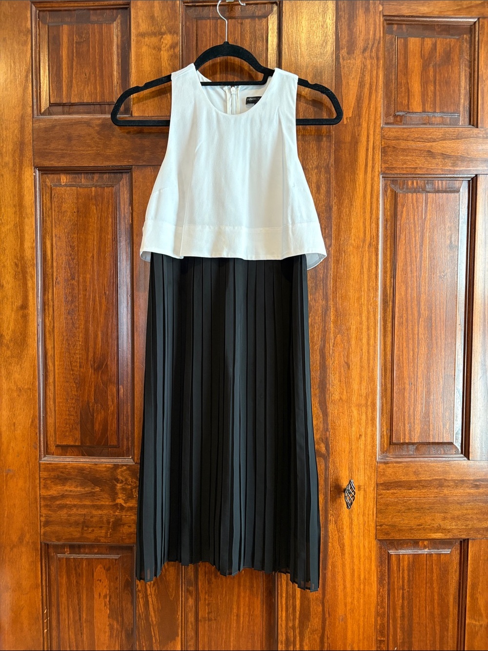 Banana Republic White and Black Pleated dress